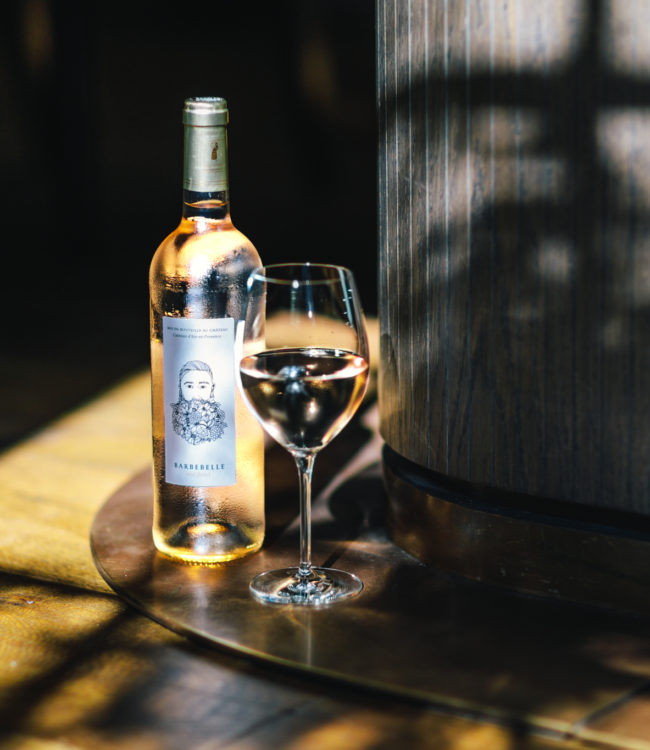 A glass of ROSÉ ‘Rosé Fleuri’, Château Barbebelle, Provence, France in bar Brasserie OCCO, in luxury boutique hotel The Dylan Amsterdam, member of the leading hotels of the world.